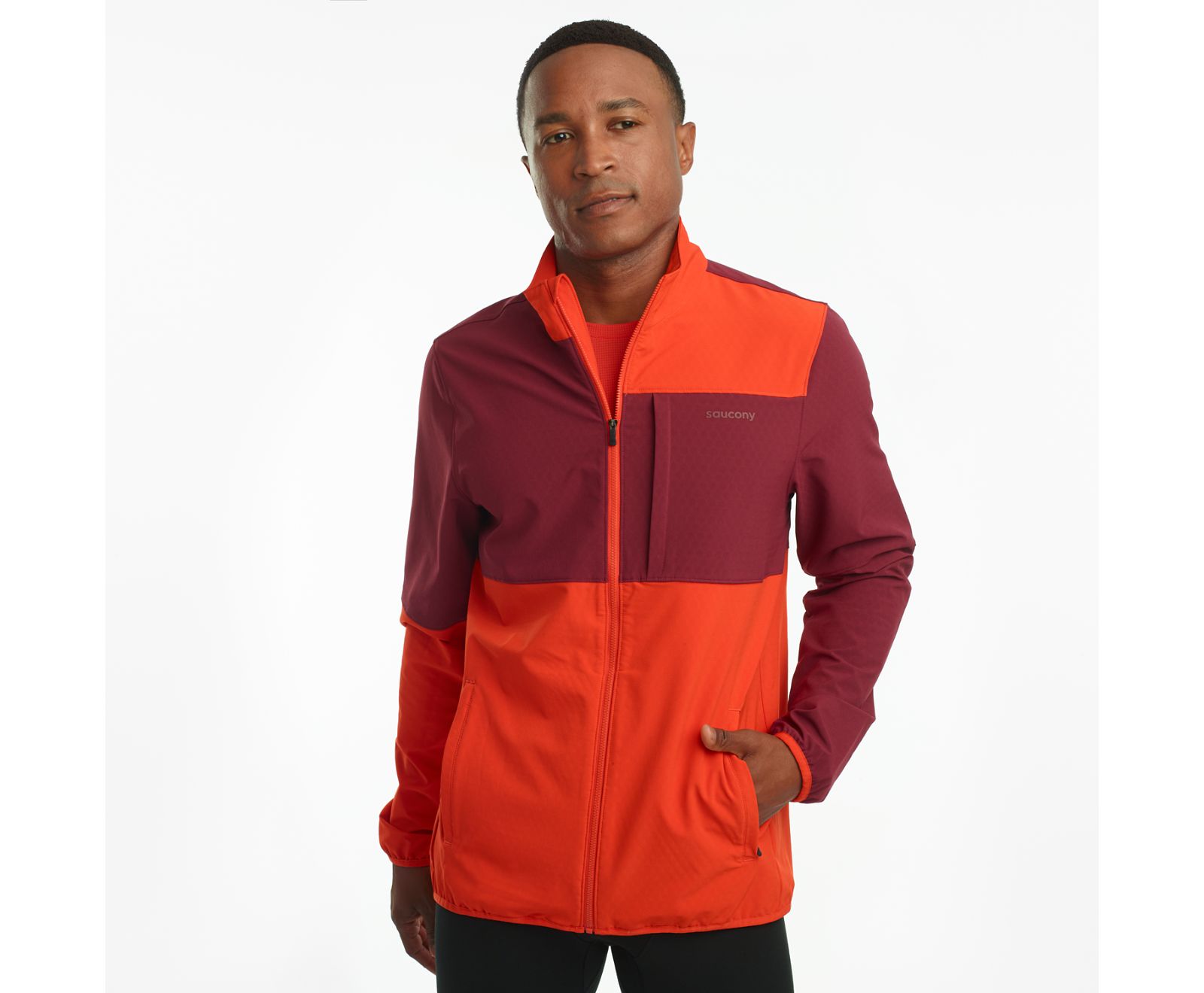 Saucony Bluster Men\'s Jackets Red / Burgundy | Canada 613GSOL